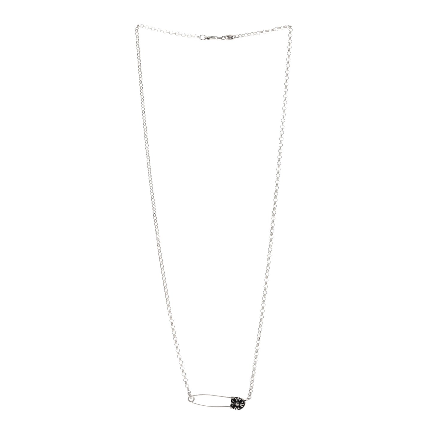 Sterling Silver Safety Pin Pendant Necklace