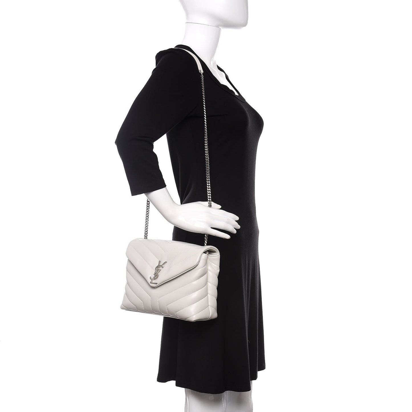 Calfskin Y Quilted Monogram Small Loulou Chain Satchel Granite