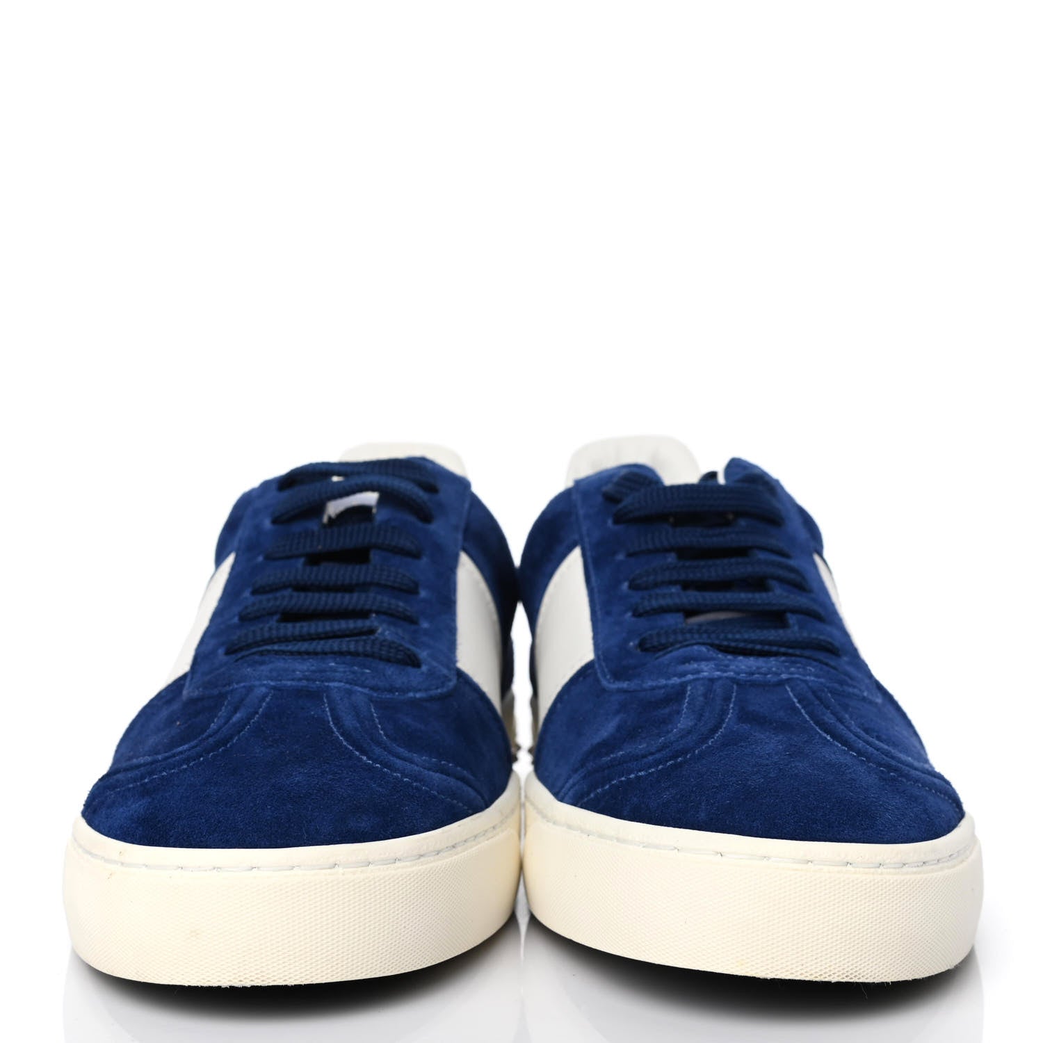 Valentino Garavani Suede Calfskin Mens Rockstud Flycrew Sneakers 43 Navy White 2 of 4