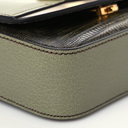 Chloe Goatskin Calfskin Lizard Embossed Mini C Double Carry Antique Green 7 of 8