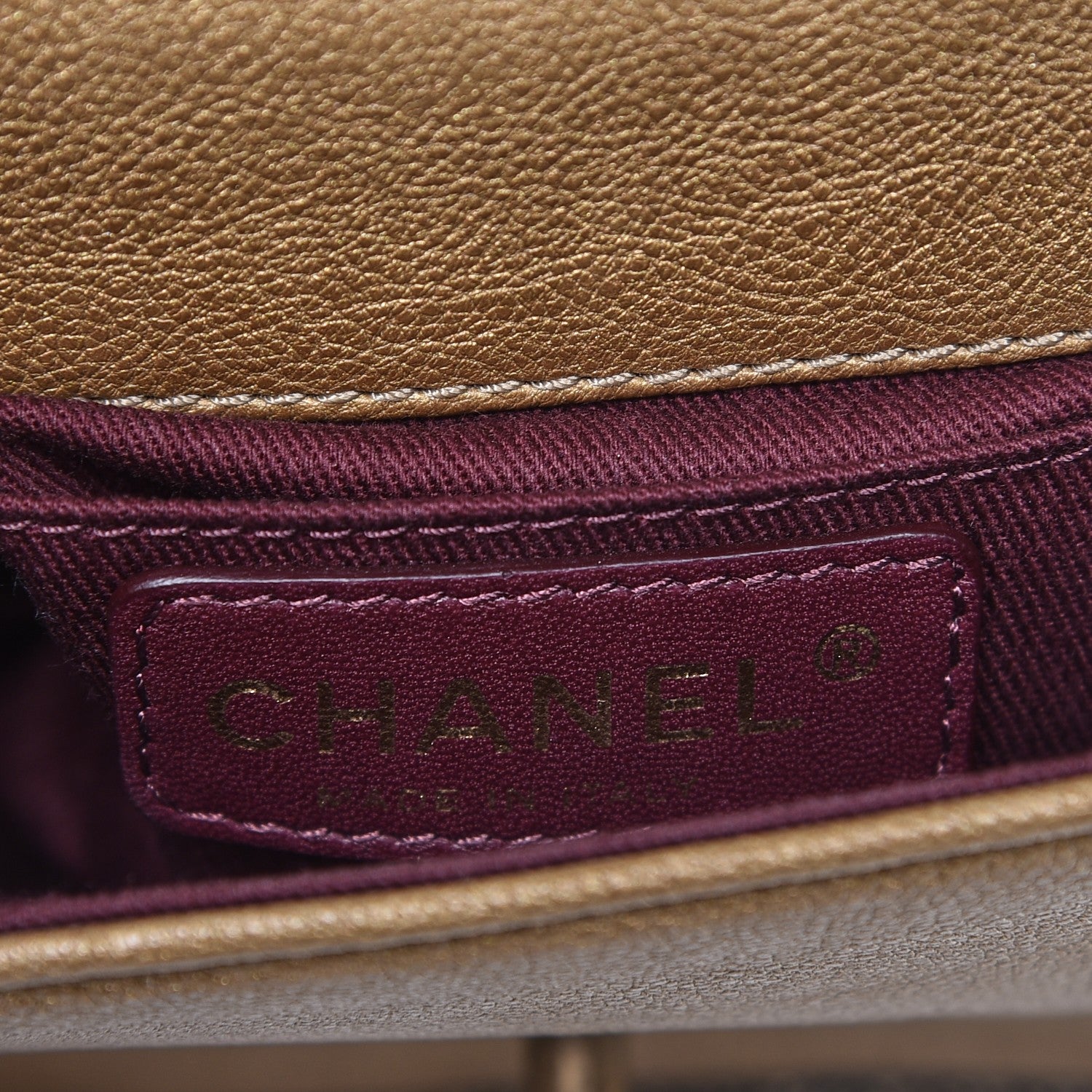 Chanel Iridescent Calfskin Back To School Mini Crossbody Flap Dark Gold 6 of 8