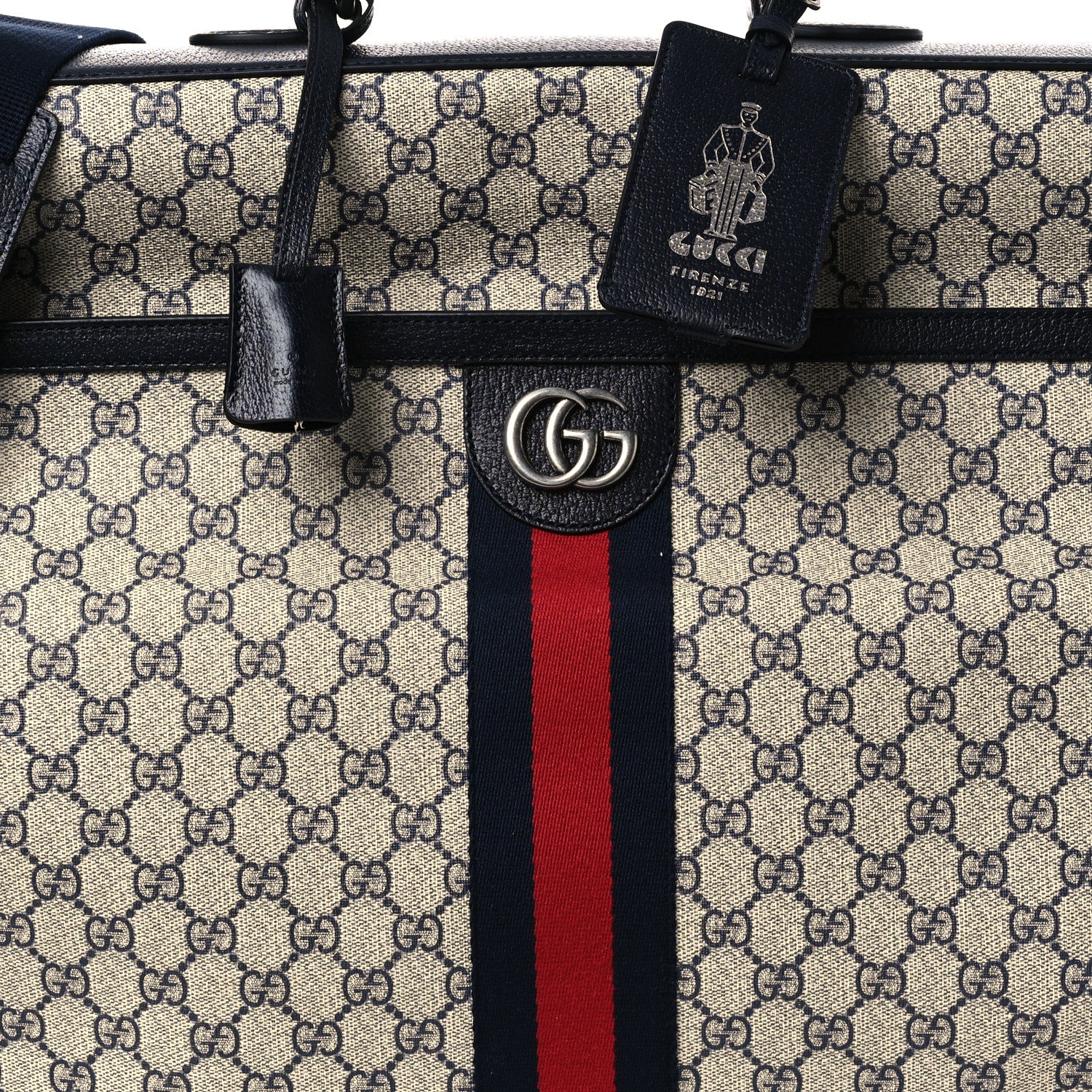 Gucci GG Supreme Monogram Web Savoy Garment Bag Beige Blue 7 of 10