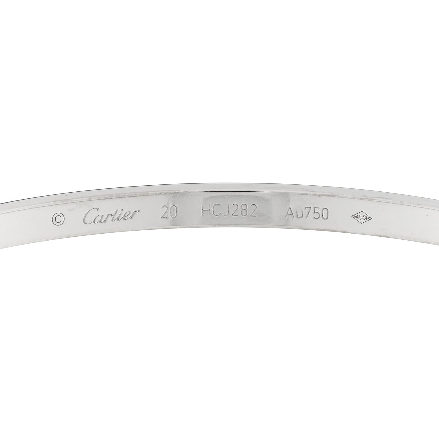 18K White Gold 6 Diamond Small LOVE Bracelet 20