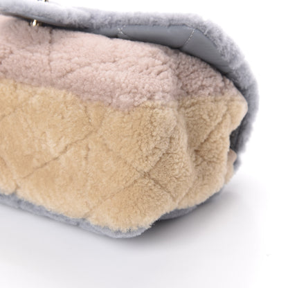 Chanel Shearling Sheepskin Single Flap Gray Pink Beige 10 of 10