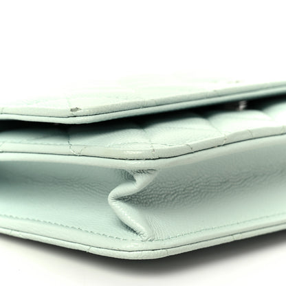 Chanel Caviar Quilted Wallet on Chain WOC Light Blue 18 of 23