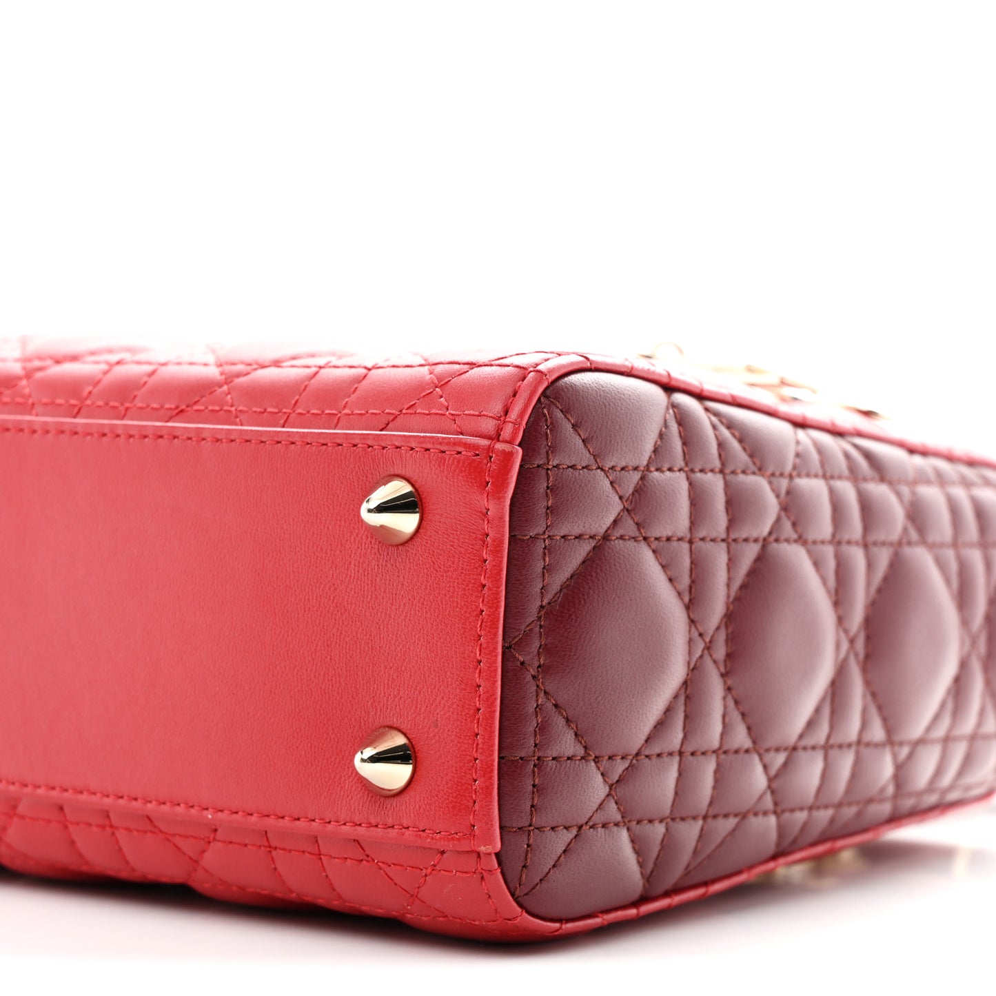 Lambskin Cannage Small Bi-Color Lady Dior Rouge Multicolor