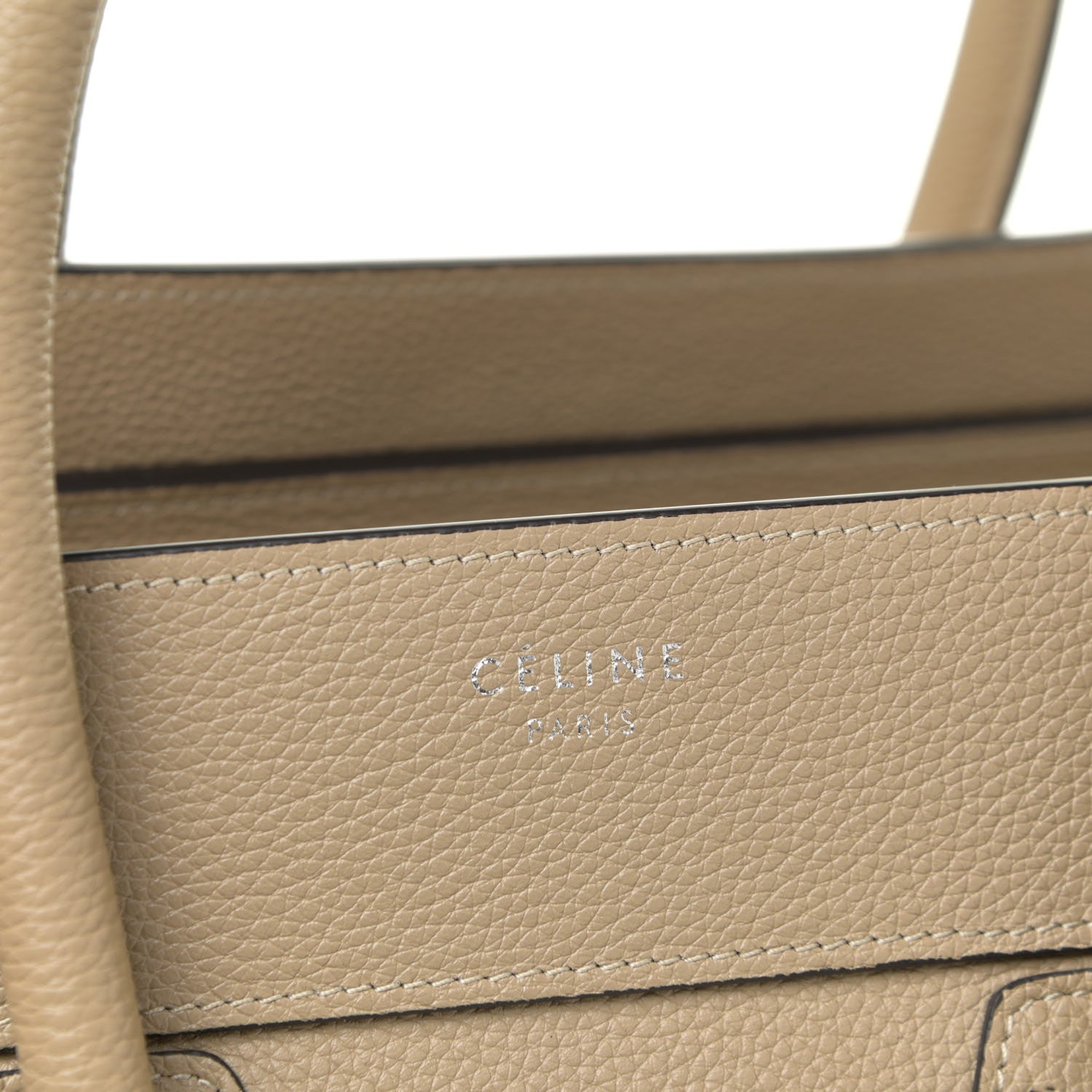 Celine Drummed Calfskin Mini Luggage Taupe 10 of 13