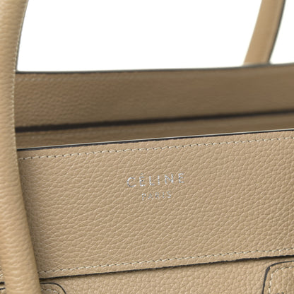 Celine Drummed Calfskin Mini Luggage Taupe 10 of 13