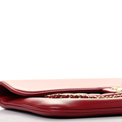 Chanel Lambskin Quilted CC Unchained Clutch Red 8 of 9