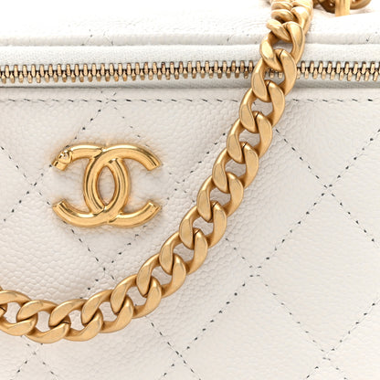 Chanel Caviar Quilted Sweetheart Vanity Case White 9 of 13