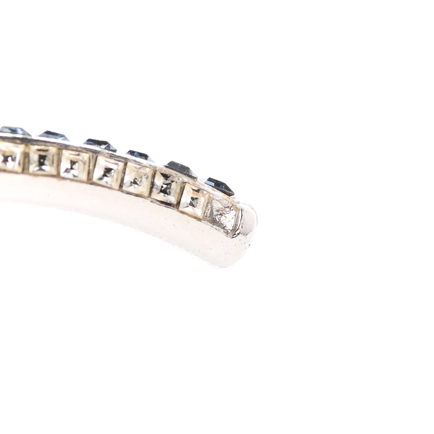 Chanel Crystal CC Hoop Drop Earrings Silver Blue 6 of 7