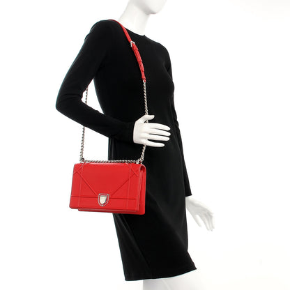 Christian Dior Grained Calfskin Medium Diorama Flap Bag Red 2 of 9