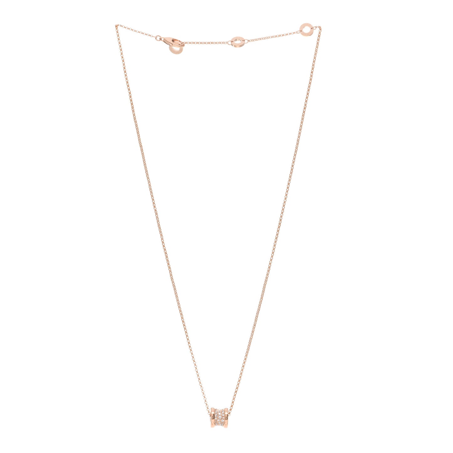 18K Rose Gold Diamond Small B.Zero1 Pave Pendant Necklace