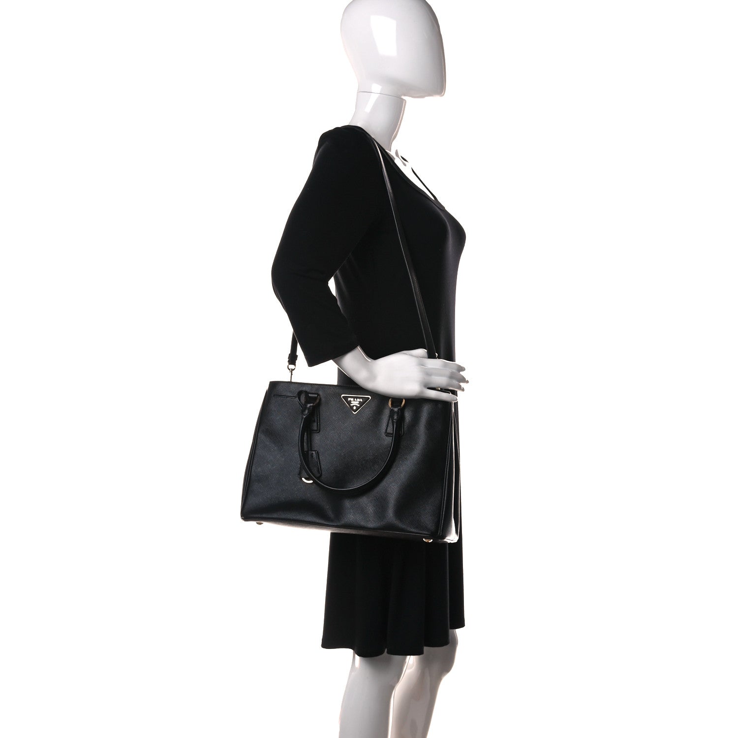 Prada Saffiano Lux Medium Tote Black 2 of 13
