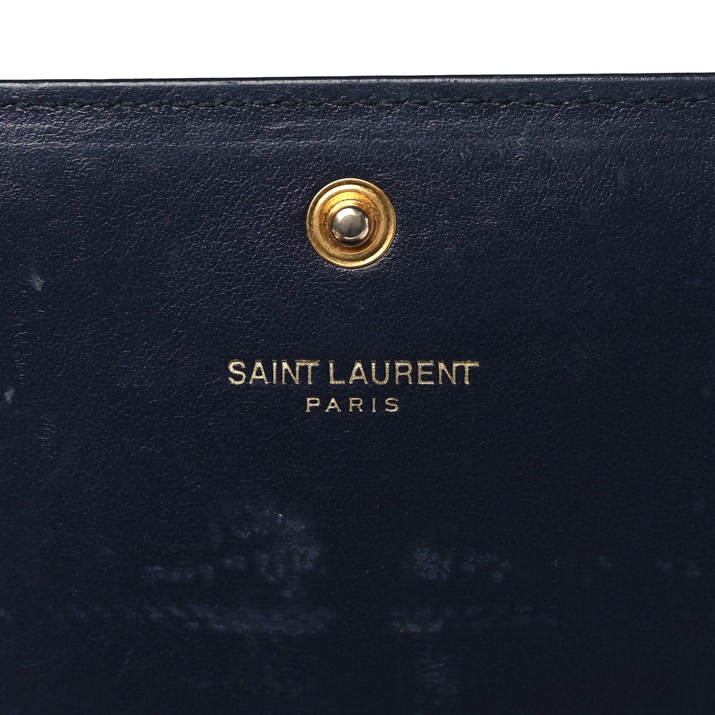 Calfskin Crocodile Embossed Monogram Flap Wallet Navy