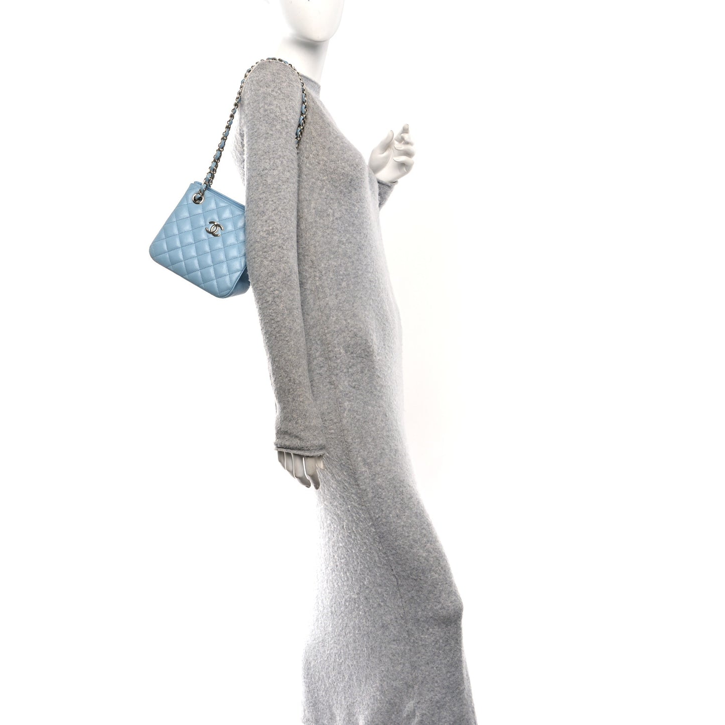 Caviar Quilted Mini Bucket Bag Blue