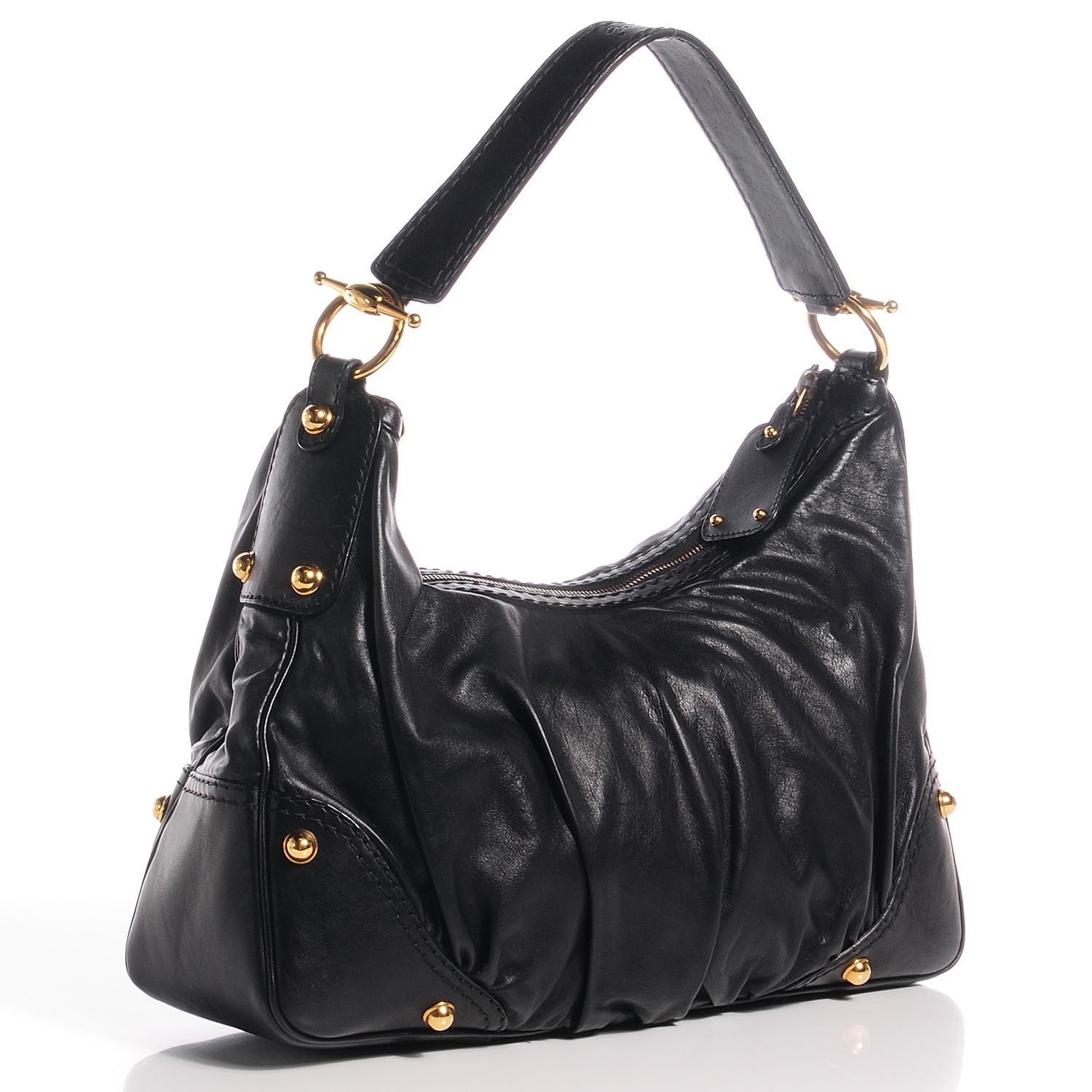 Gucci Leather Medium Jockey Hobo Black 3 of 7