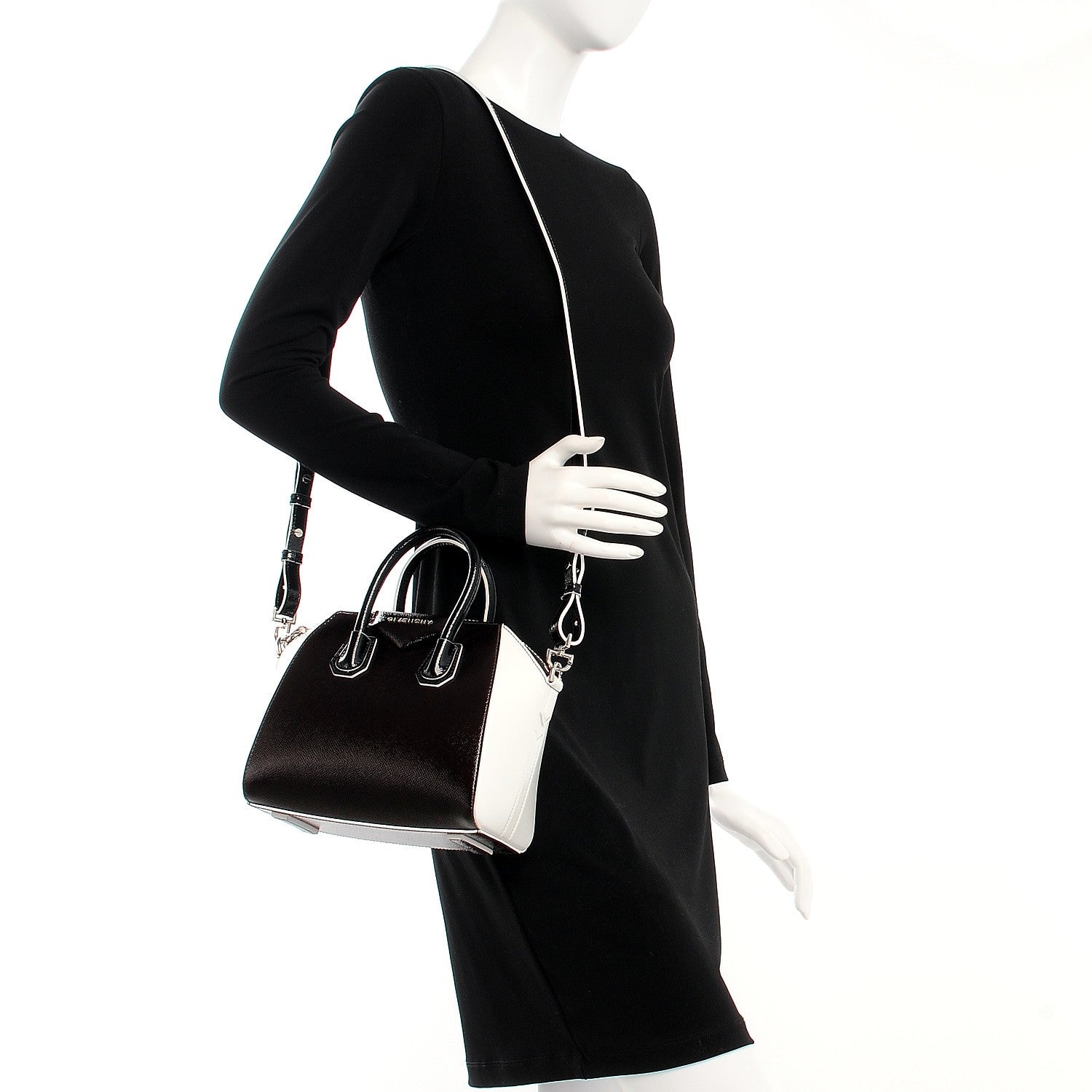 Givenchy Patent Mini Tri-Color Antigona Black White Brown 2 of 9
