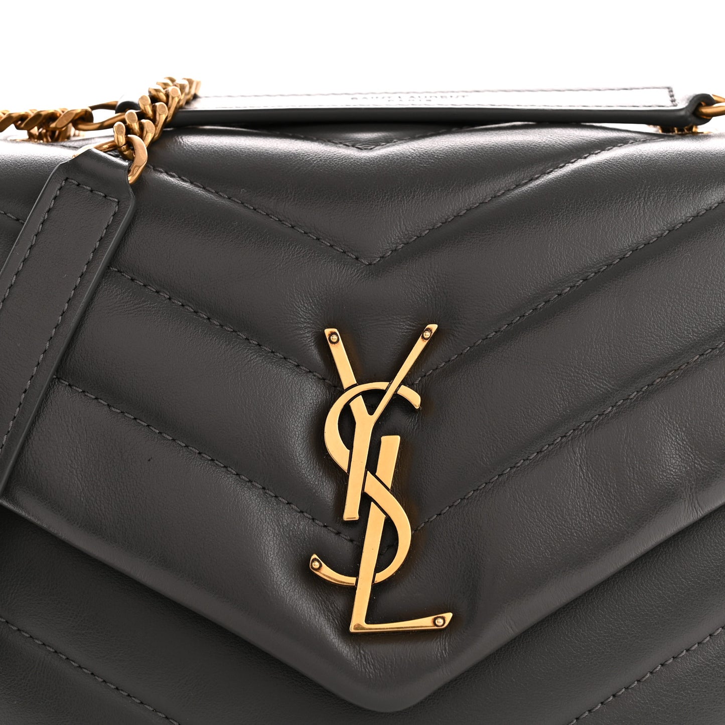Calfskin Y Quilted Monogram Small Loulou Chain Satchel Storm