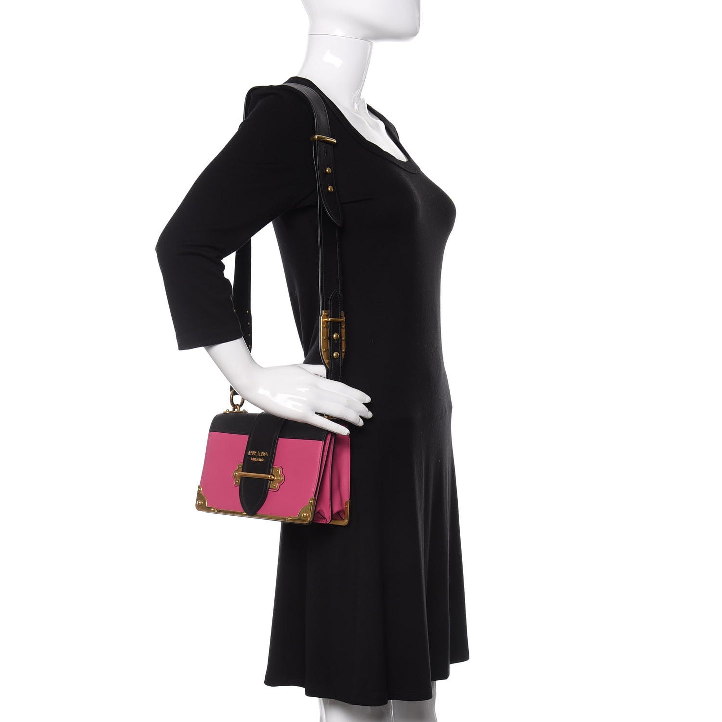 City Calf Saffiano Cahier Bag Fuxia Black