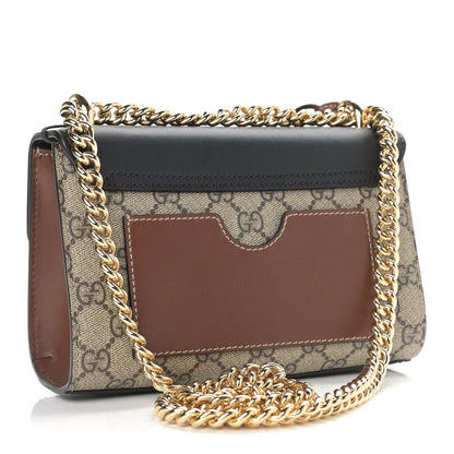 Gucci GG Supreme Monogram Calfskin Small Padlock Shoulder Bag Beige Black Cuir 3 of 11