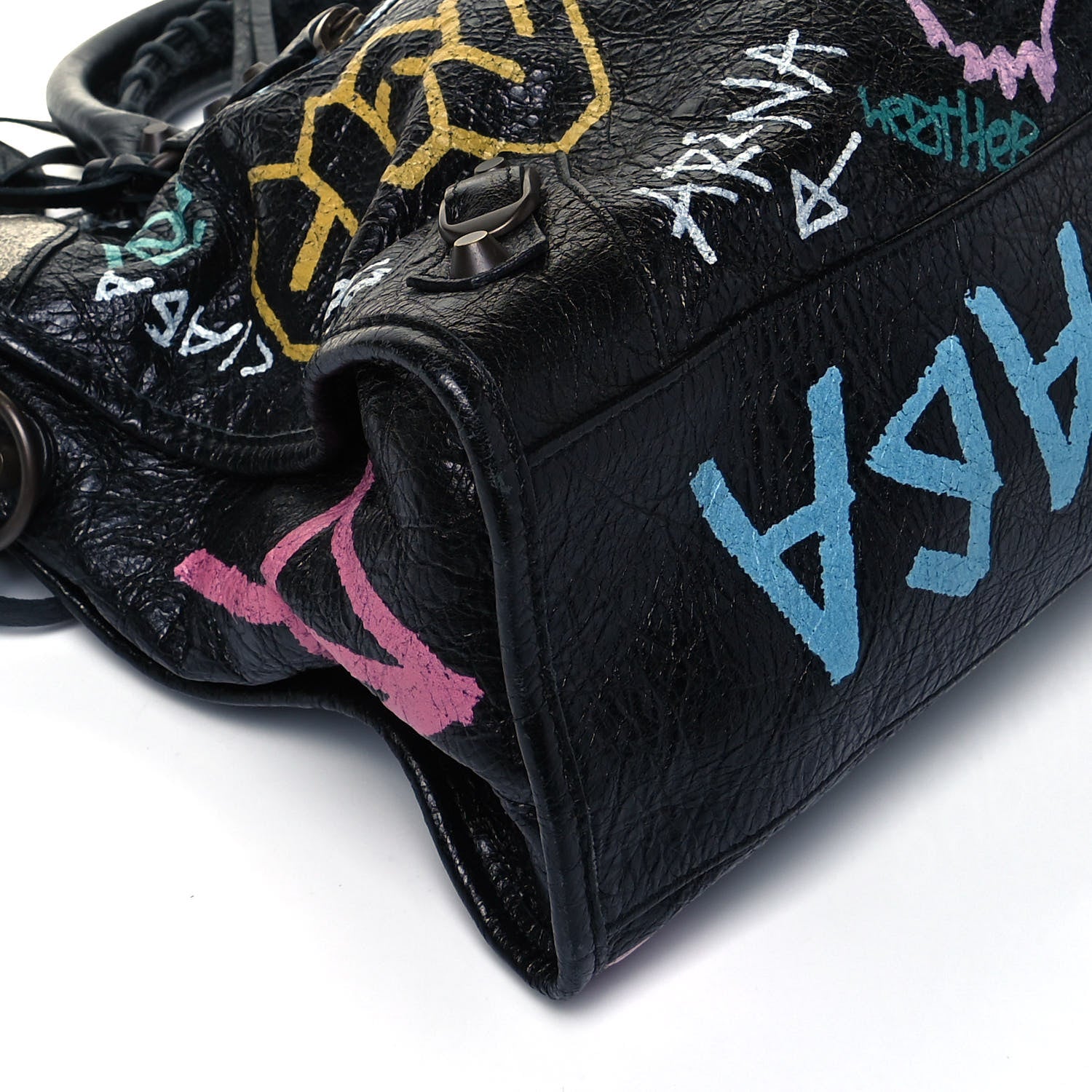 Balenciaga Agneau Graffiti All Over Classic Hardware City Black Multicolor 8 of 9