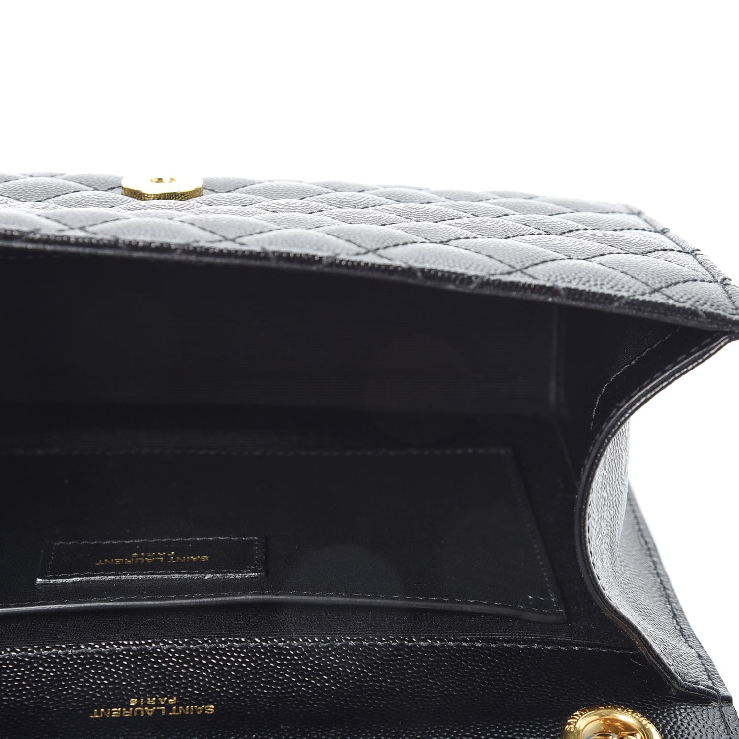 Saint Laurent Grain De Poudre Textured Mixed Matelasse Triquilt Medium Monogram Satchel Black 4 of 9