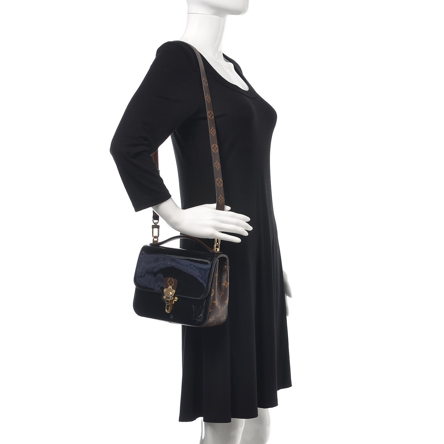 Louis Vuitton Patent Calfskin Monogram Cherrywood BB Black 2 of 8