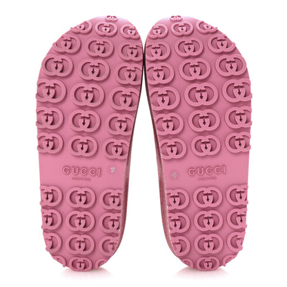 Gucci Glitter Rubber Womens Interlocking G Platform 42mm Slide Sandals 37 Rose 6 of 10