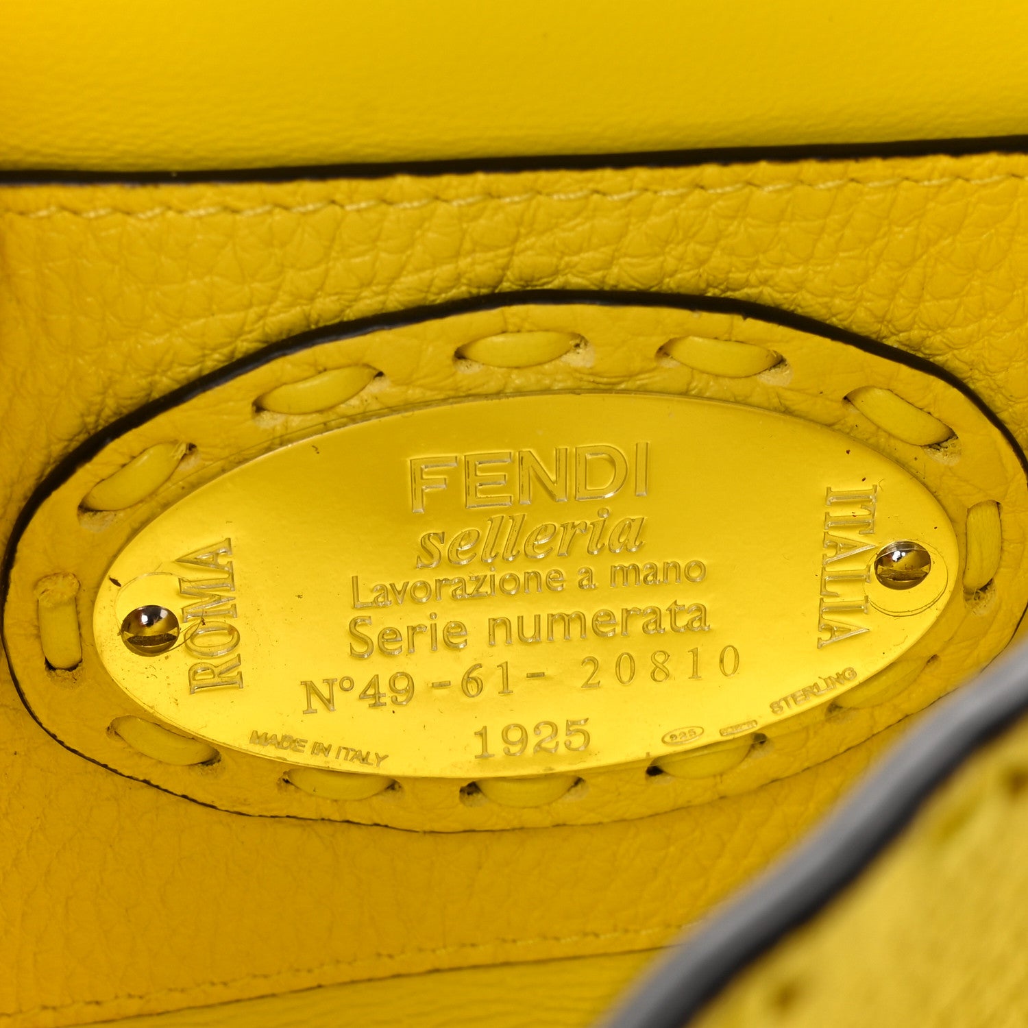 Fendi Cuoio Roma Sellerissima Nappa Sintetica Tape Stitch Mini Baguette Acid Yellow 6 of 15