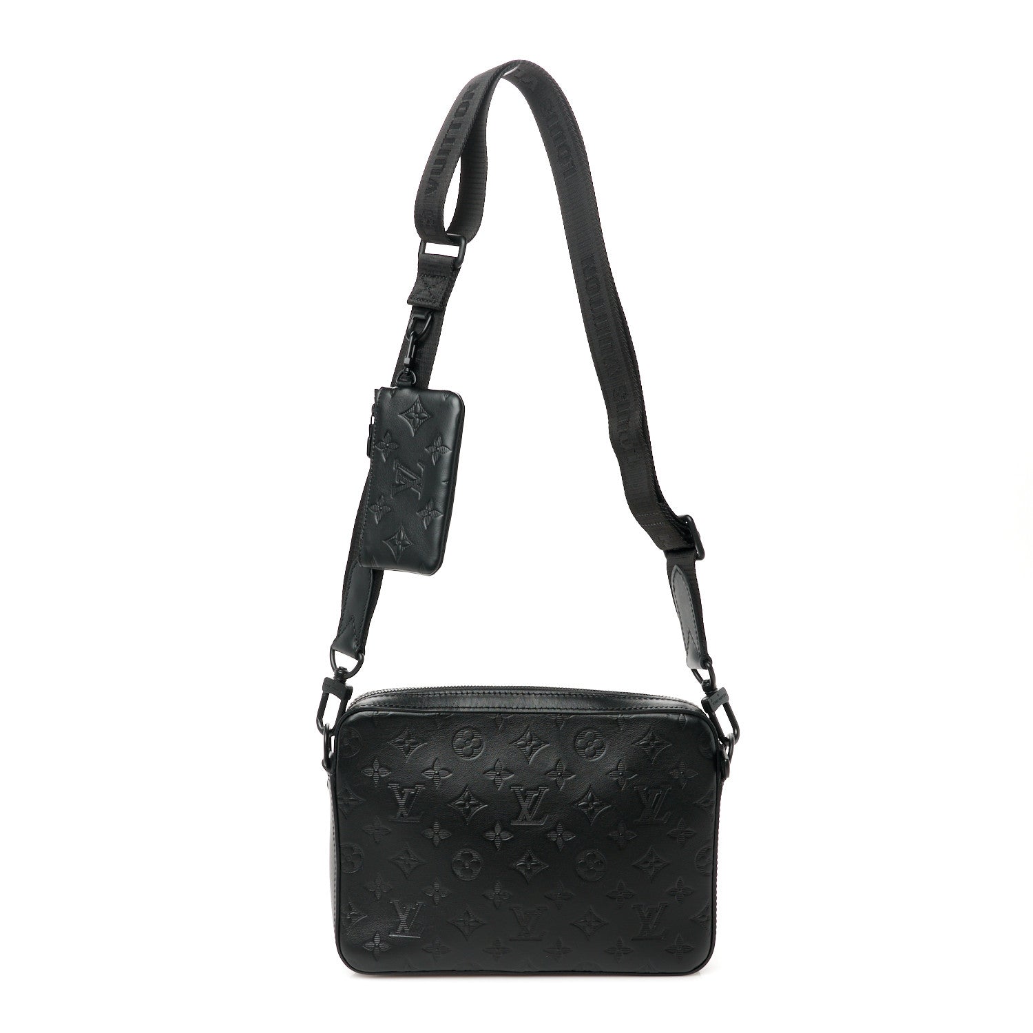 Louis Vuitton Calfskin Monogram Shadow Duo Messenger Black 1 of 12