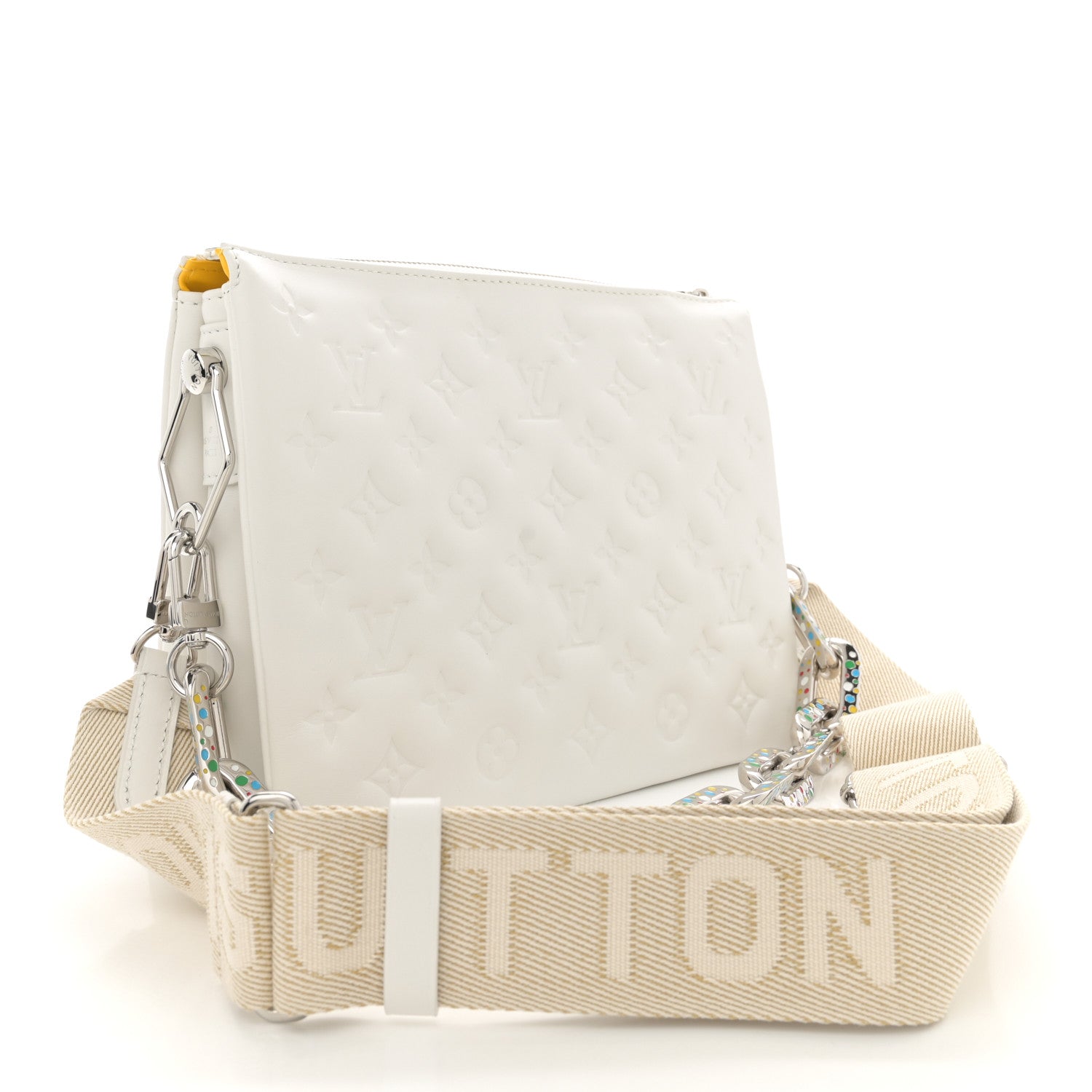 Louis Vuitton LV x YK Lambskin Embossed Monogram Coussin PM White 3 of 11
