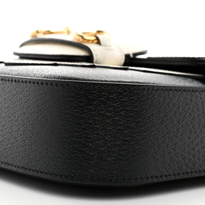 Gucci X ADIDAS Textured Dollar Calfskin Web Trefoil Mini Horsebit 1955 Shoulder Bag Black Off White 12 of 12