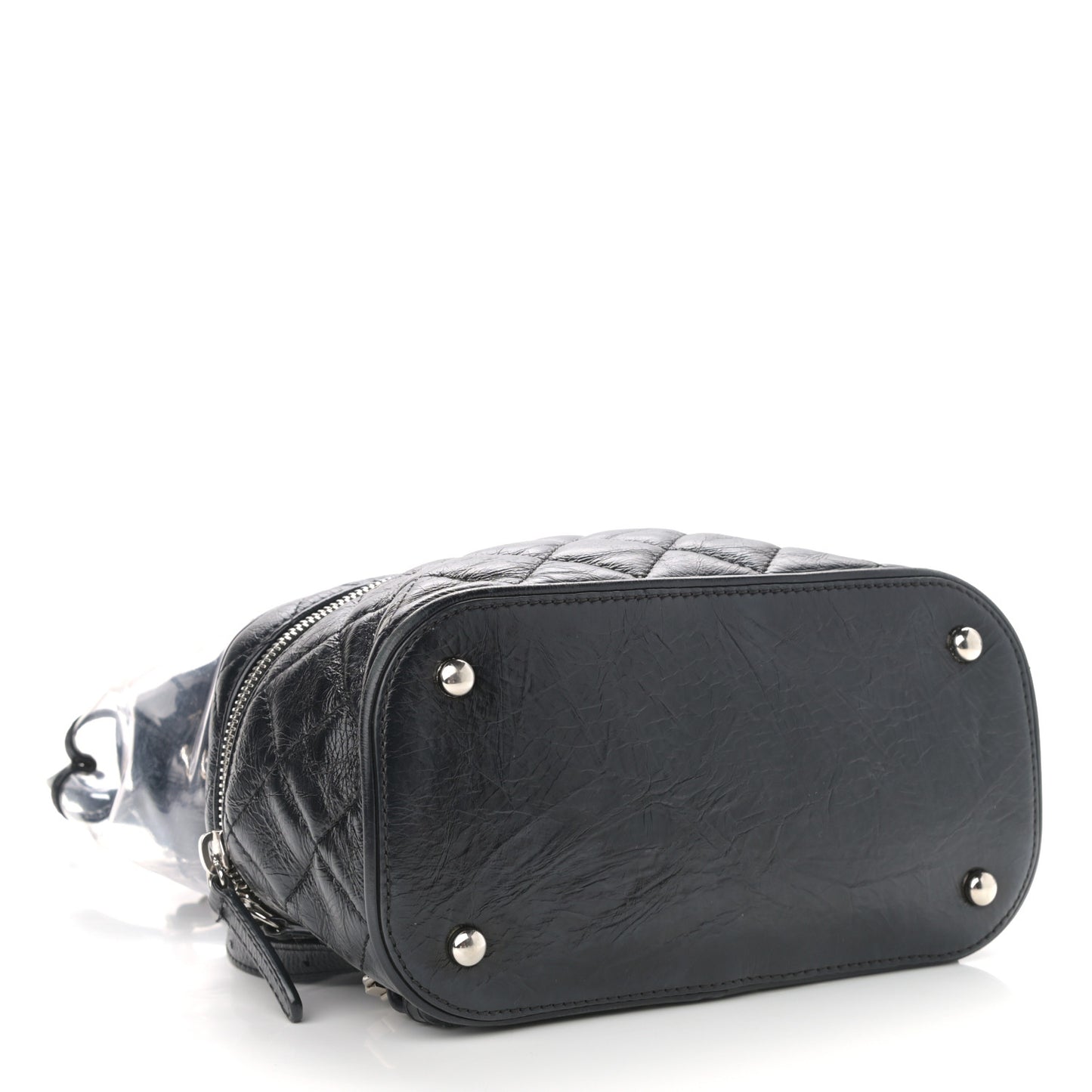 Crumpled Calfskin PVC Quilted Backpack Black