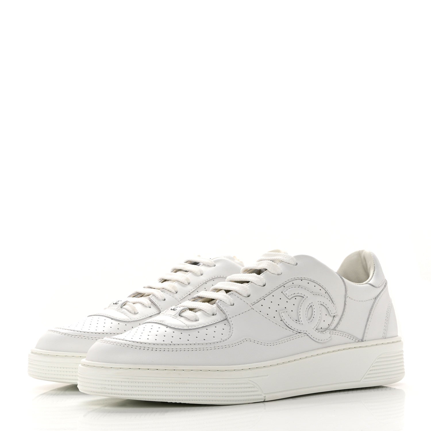 Chanel Calfskin CC Womens Sneakers 41 White 3 of 9