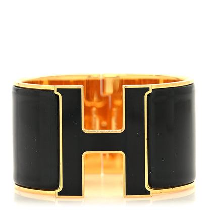 Hermes Enamel Extra Wide Clic Clac H Bracelet PM Black 1 of 5