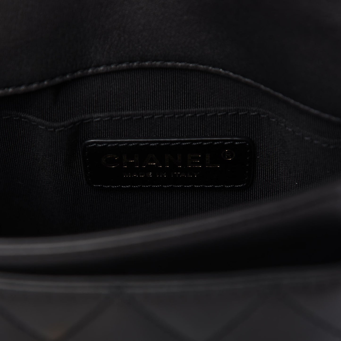 Calfskin Quilted Top Handle Flap Black