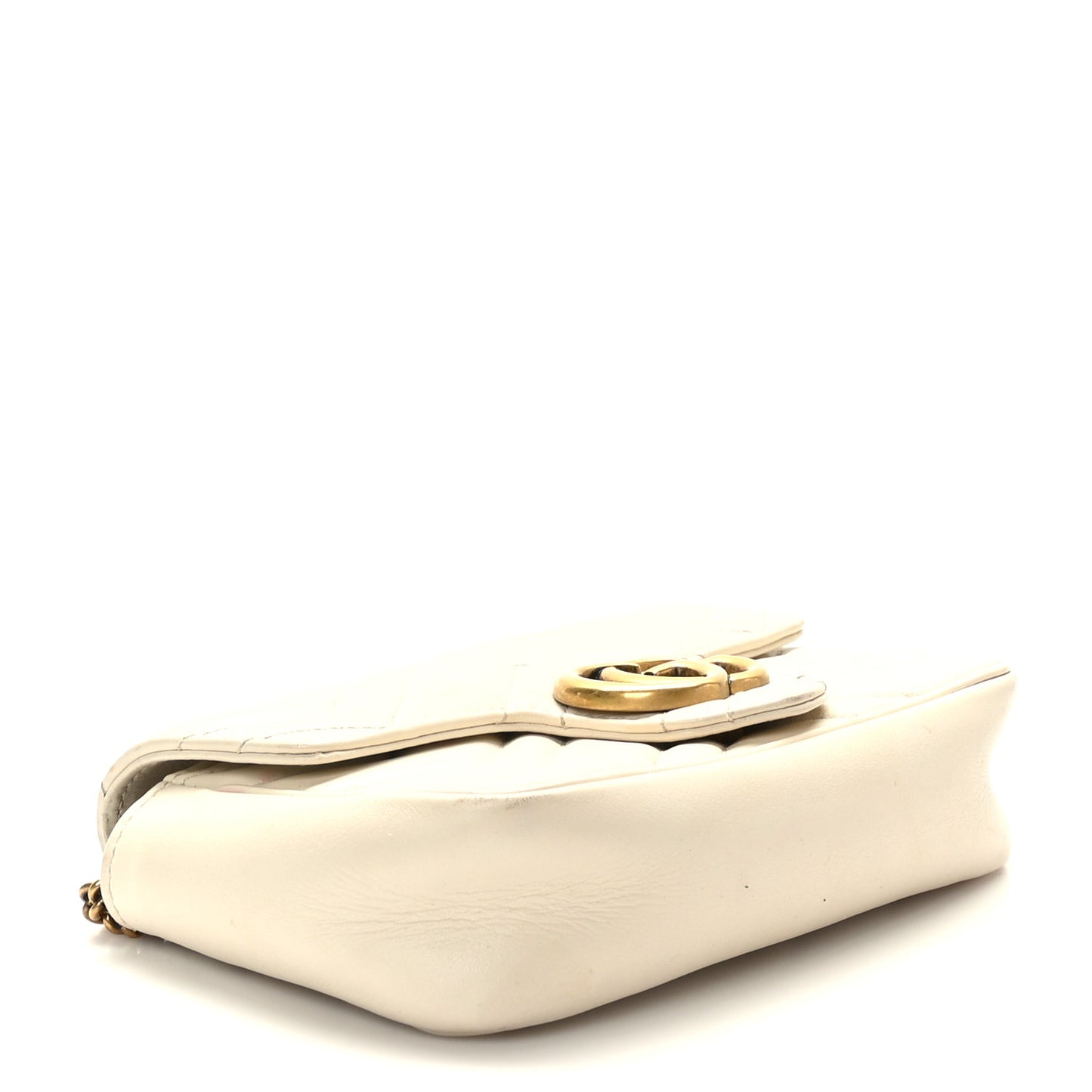 Calfskin Matelasse Super Mini GG Marmont Shoulder Bag White