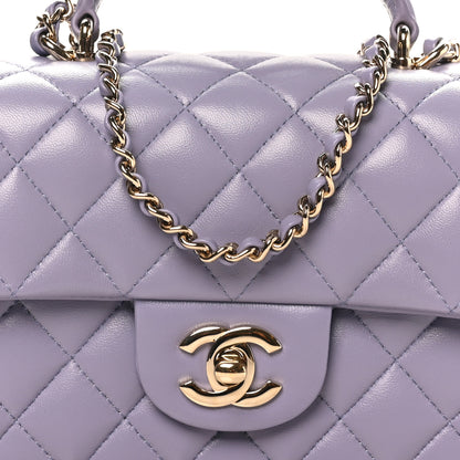 Chanel Lambskin Quilted Mini Top Handle Rectangular Flap Light Purple 8 of 11