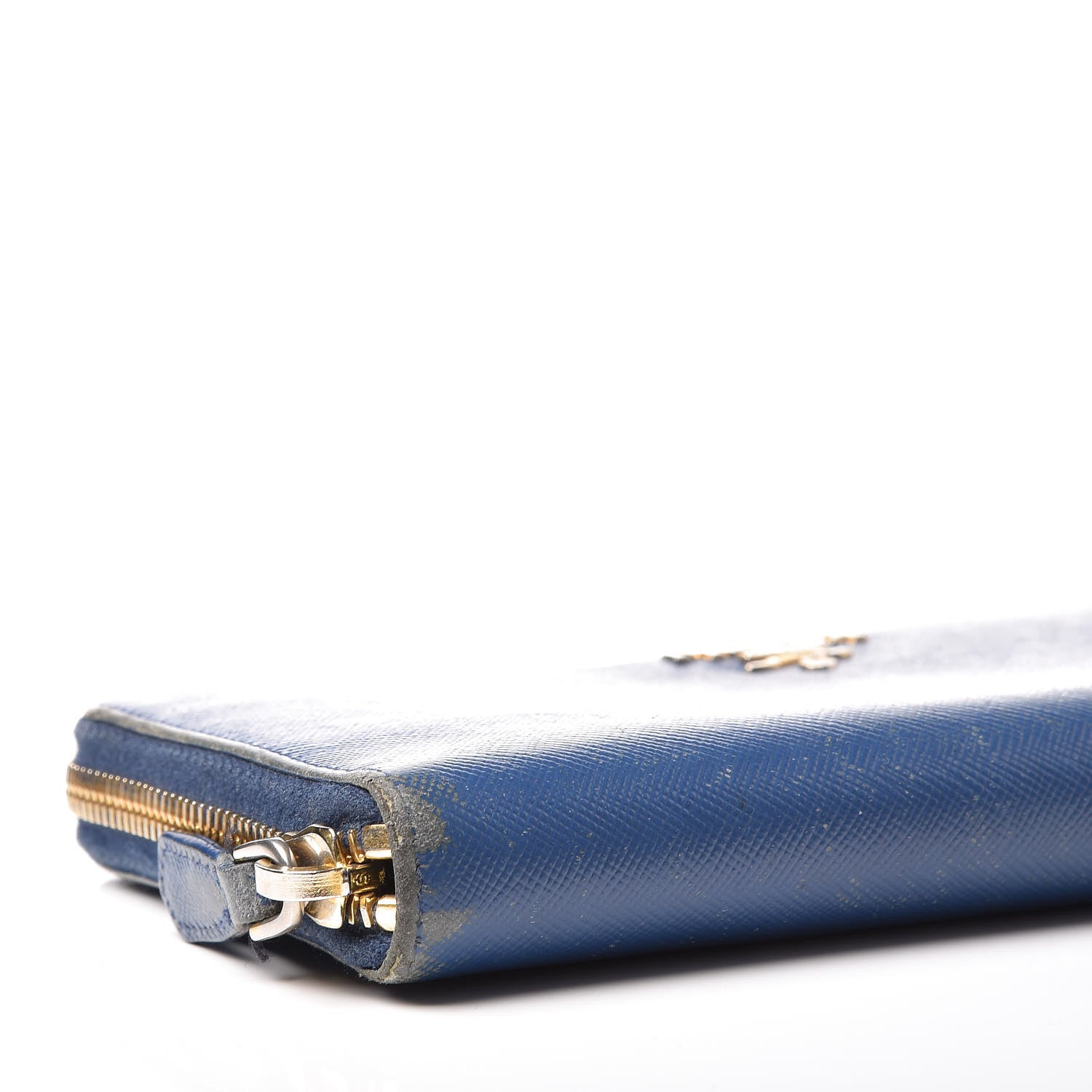 Prada Saffiano Metal Zip Around Wallet Bleuette 8 of 18