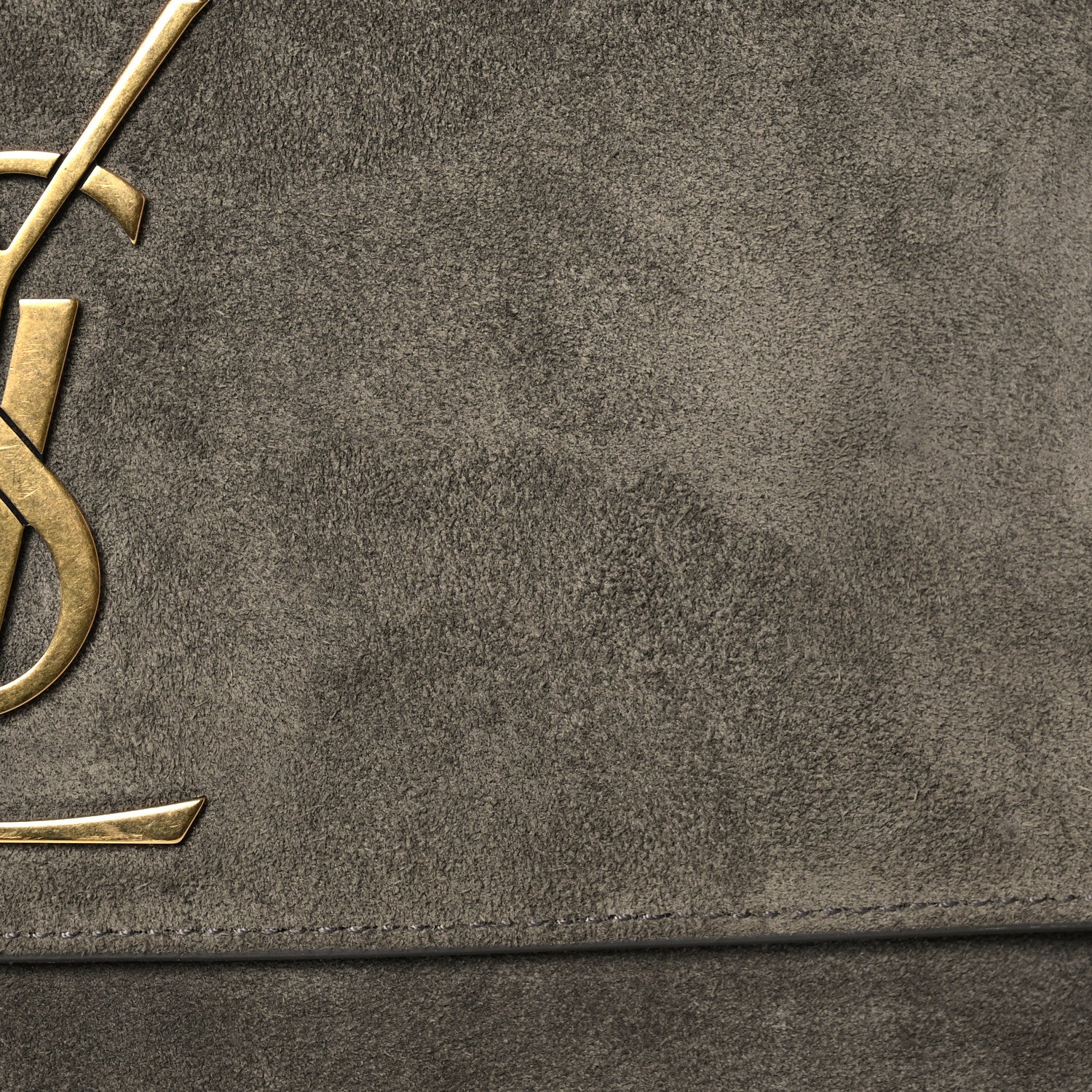 Saint Laurent Smooth Calfskin Suede Medium Reversible Monogram Kate Satchel Taupe 8 of 13