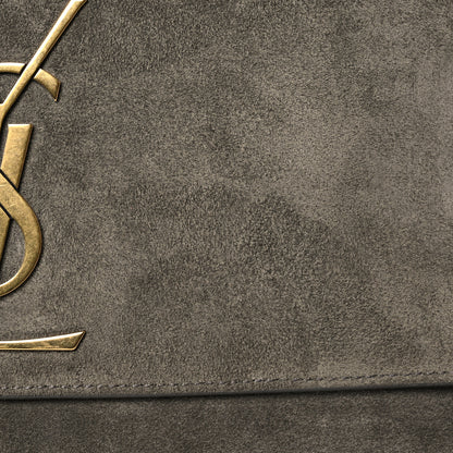 Saint Laurent Smooth Calfskin Suede Medium Reversible Monogram Kate Satchel Taupe 8 of 13