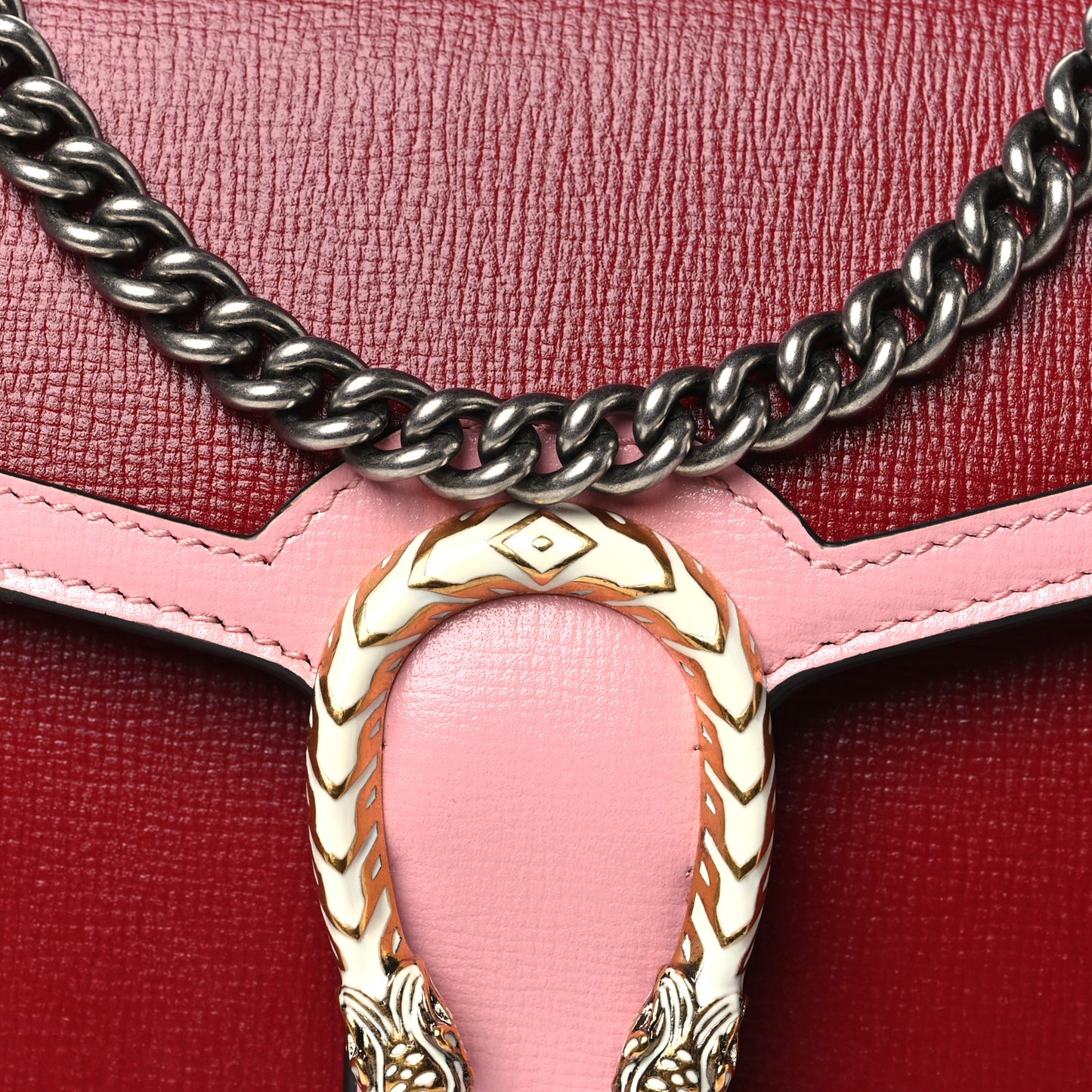 Azalea Calfskin Enamel Mini Dionysus Chain Wallet New Cherry Red Wild Rose Off White