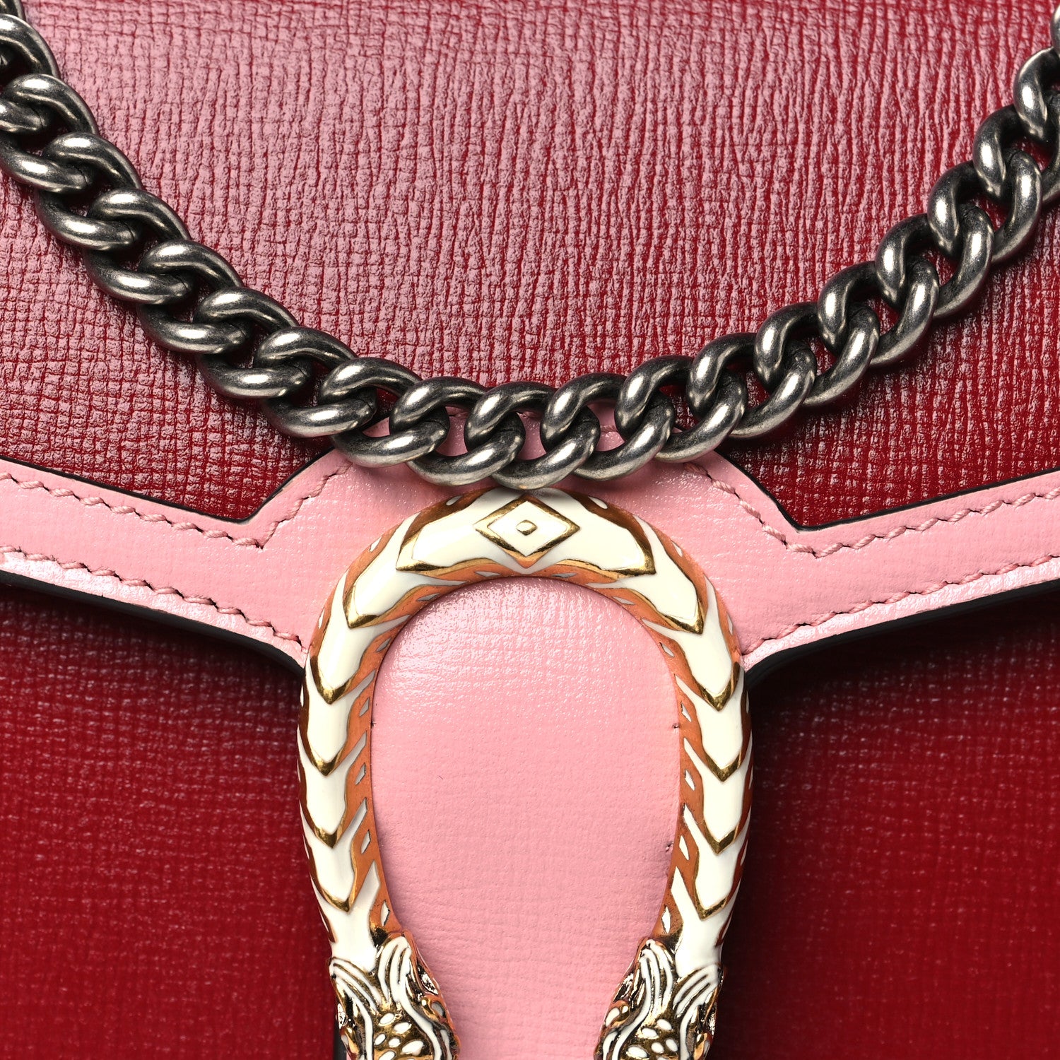 Gucci Azalea Calfskin Enamel Mini Dionysus Chain Wallet New Cherry Red Wild Rose Off White 8 of 11