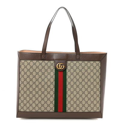 Gucci GG Supreme Monogram Web Ophidia Tote Brown 1 of 11
