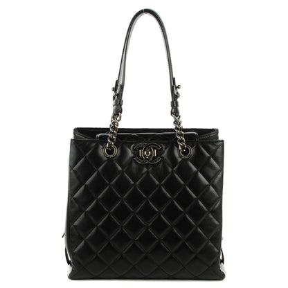 Chanel Metallic Goatskin Quilted Small City Rock Shopping Tote Black 1 of 7