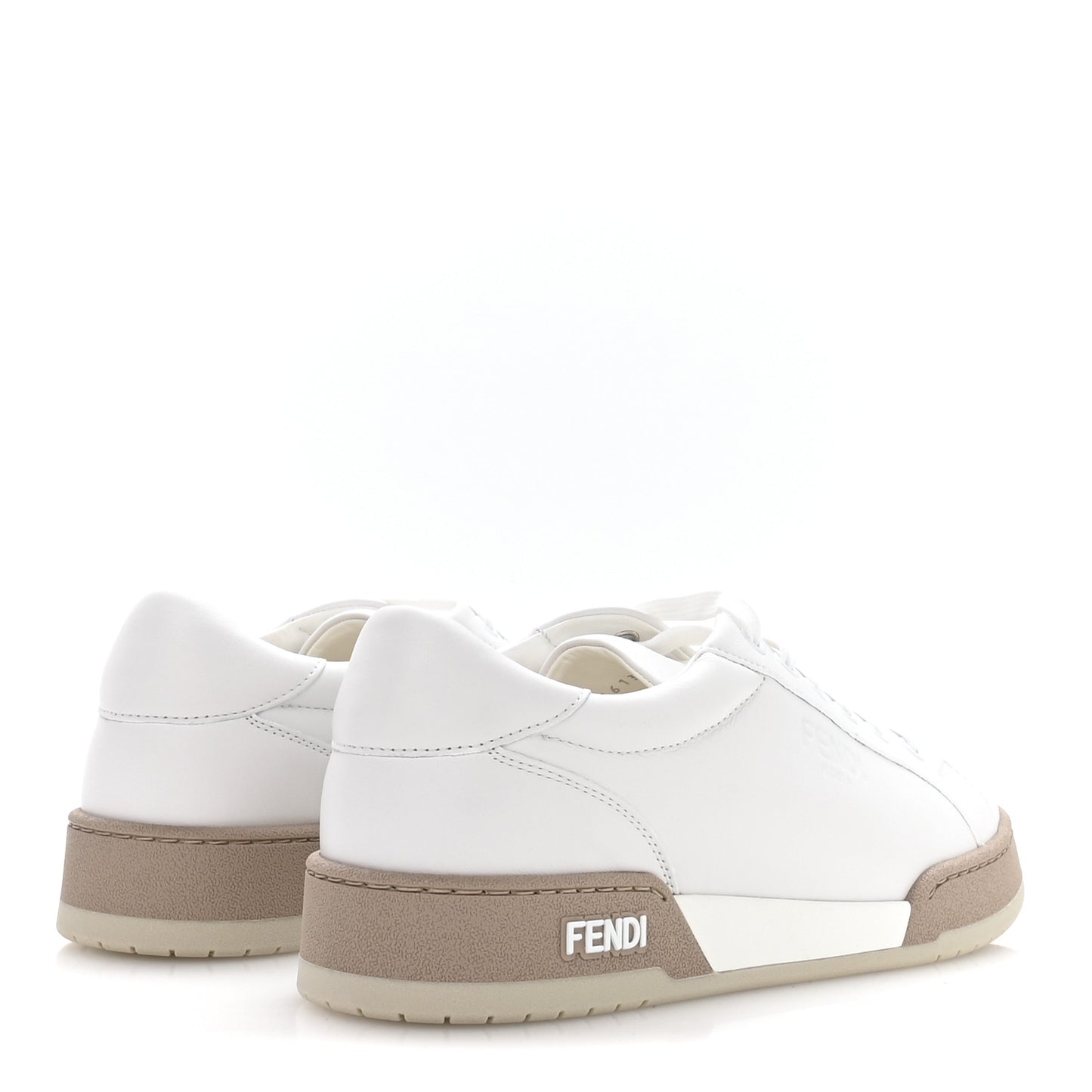 Calfskin Mens Fendi Match Low Top Sneakers 6 White Beige
