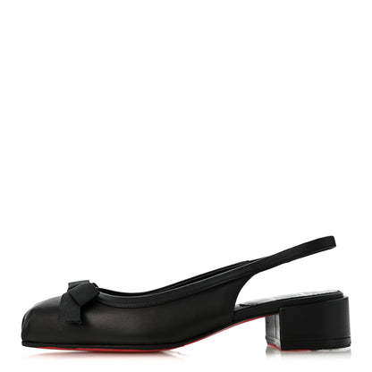 Christian Louboutin Nappa Mamaflirt 30mm Bow Sling Ballerinas 37 Black 1 of 9