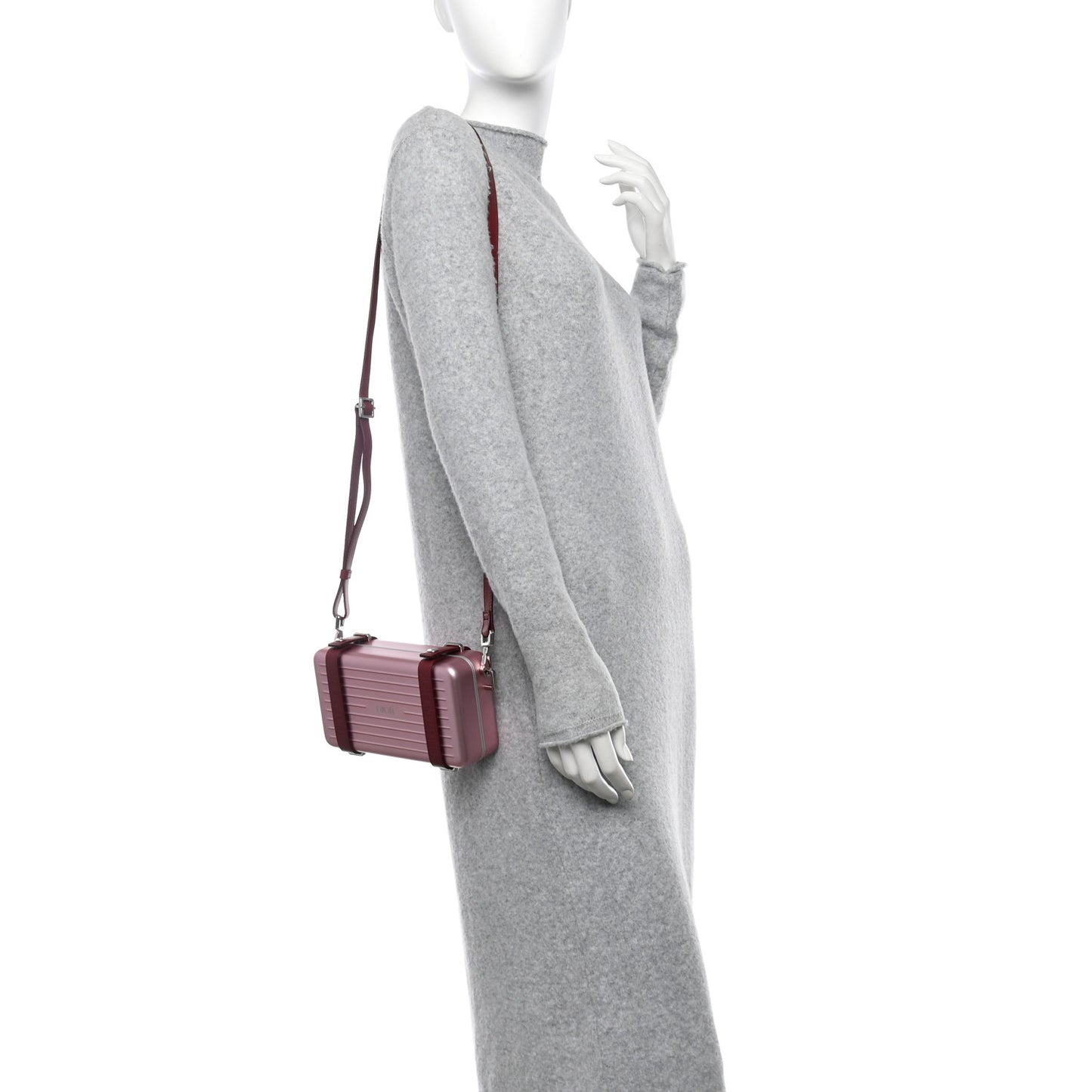 X RIMOWA Aluminum Personal Clutch On Strap Rose