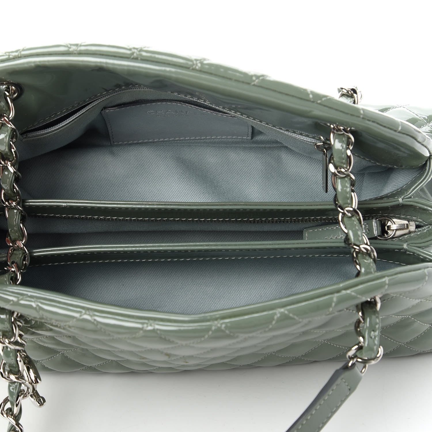 Chanel Patent Quilted Medium Just Mademoiselle Green 5 of 12